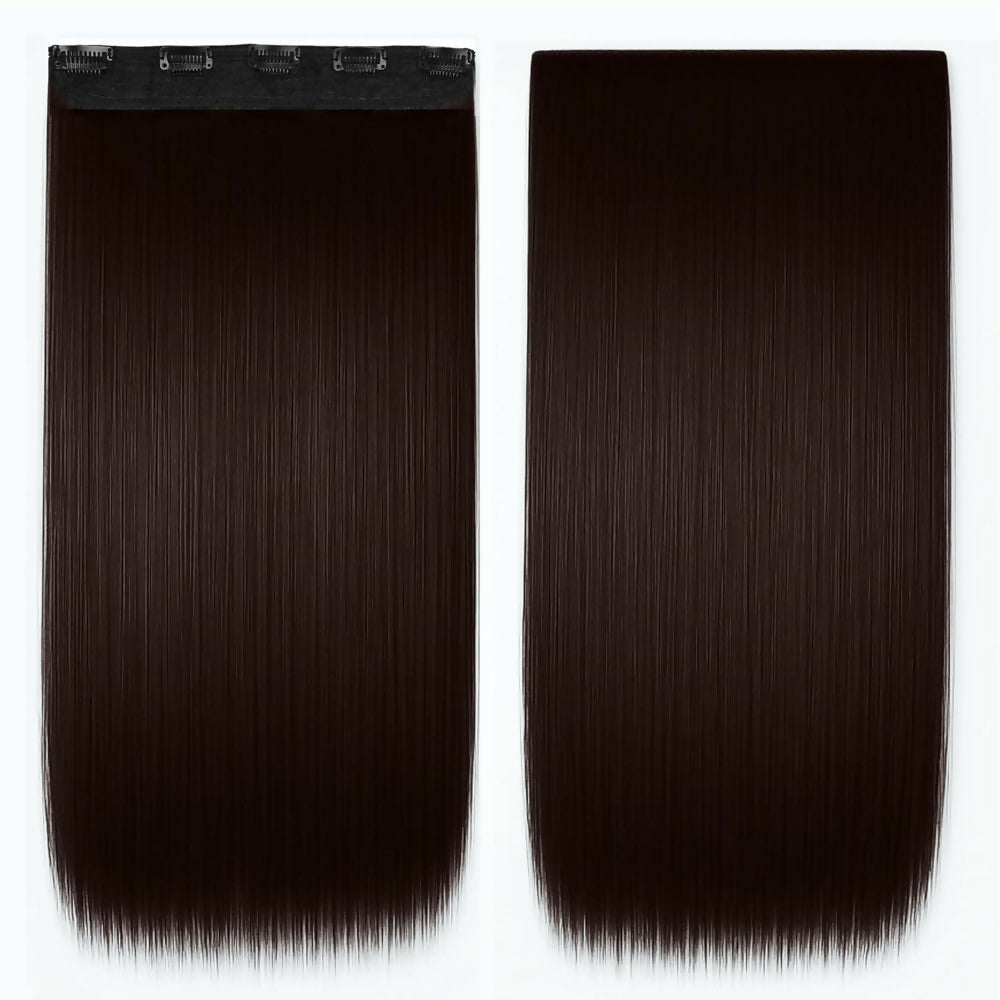 Bronson Professional 24 Clip-In Hair Extensions Dark Brown Straight Hair - Volume - 4 | Grocsy