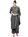 Ahalyaa Grey Crepe Printed Kurta Palazzo Set With Dupatta | Grocsy