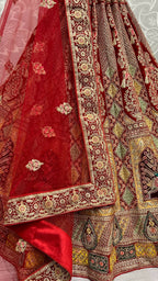 Jyoti Fashion Women's Red Velvet Fancy Dori, Zari with Multi Thread Embroidered Wedding Lehenga Choli | Grocsy
