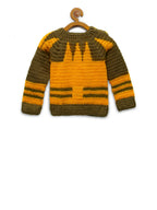 Chutput Kids Woollen Hand Knitted Lion Design Sweater - Yellow | Grocsy