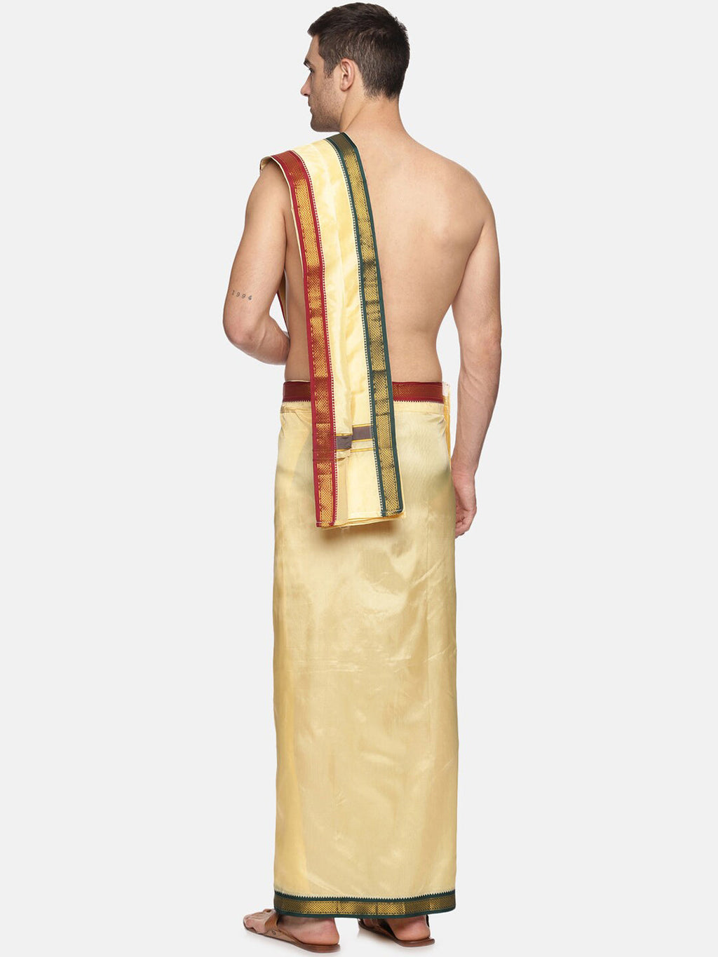 Sethukrishna Men Beige Solid Dhotis | Grocsy
