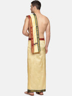 Sethukrishna Men Beige Solid Dhotis | Grocsy