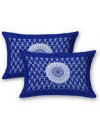 HOMETALES Blue & White Ethnic Motifs Cotton 104 TC King Bedsheet with 2 Pillow Covers | Grocsy