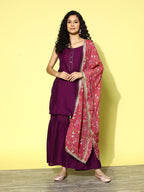 HERE&NOW Gotta Patti Detail Kurta with Sharara & Dupatta | Grocsy