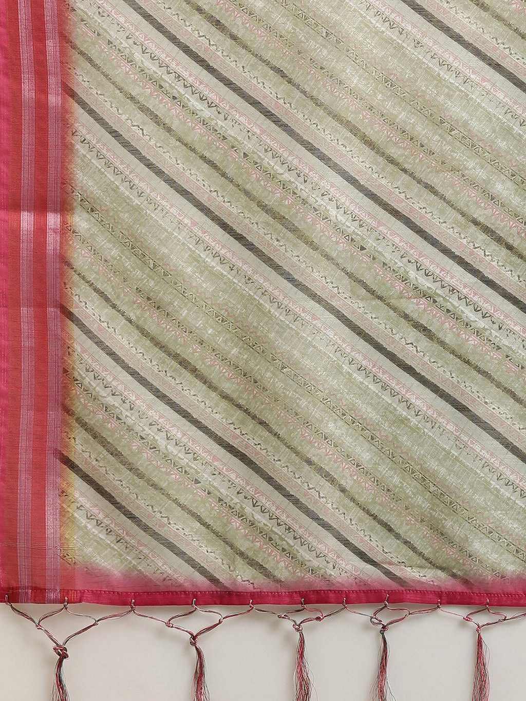 Saree Mall Olive Green & Pink Leheriya Linen Blend Saree | Grocsy