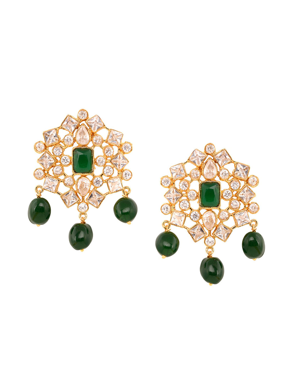 Saraf RS Jewellery Gold-Polished White & Green American Diamond Studded Choker Jewellery Set | Grocsy