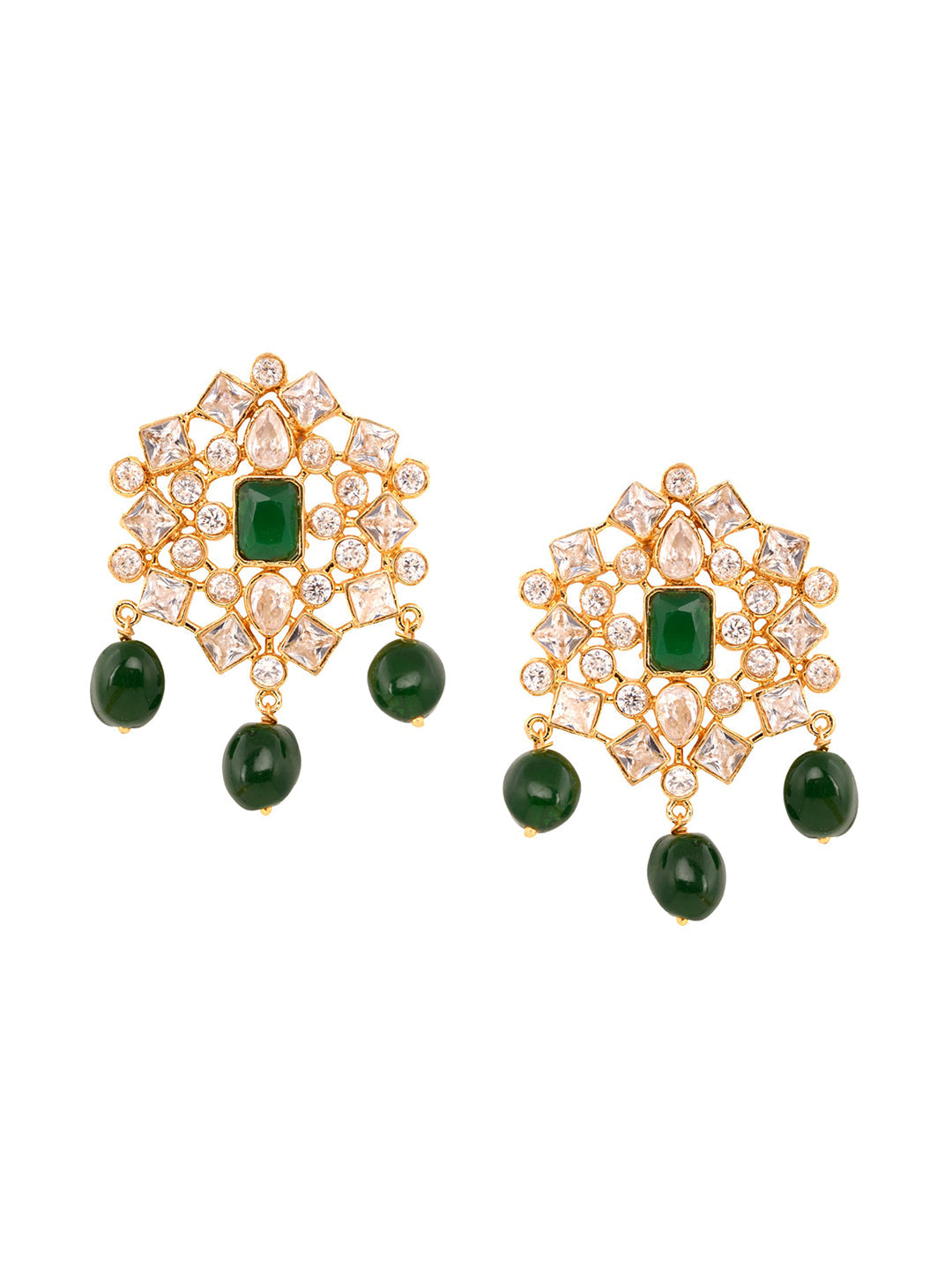Saraf RS Jewellery Gold-Polished White & Green American Diamond Studded Choker Jewellery Set | Grocsy