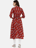 Souchii Maroon Printed A-Line Kurta | Grocsy