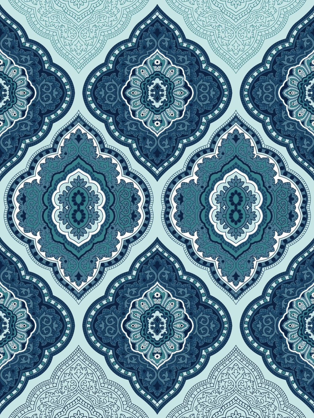 Dreamscape Blue Ethnic 144 TC Cotton Bedsheet with Reversible Pillow Covers | Grocsy
