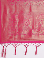 Saree Mall Pink Ethnic Motifs Zari Silk Blend Banarasi Saree For Women | Grocsy