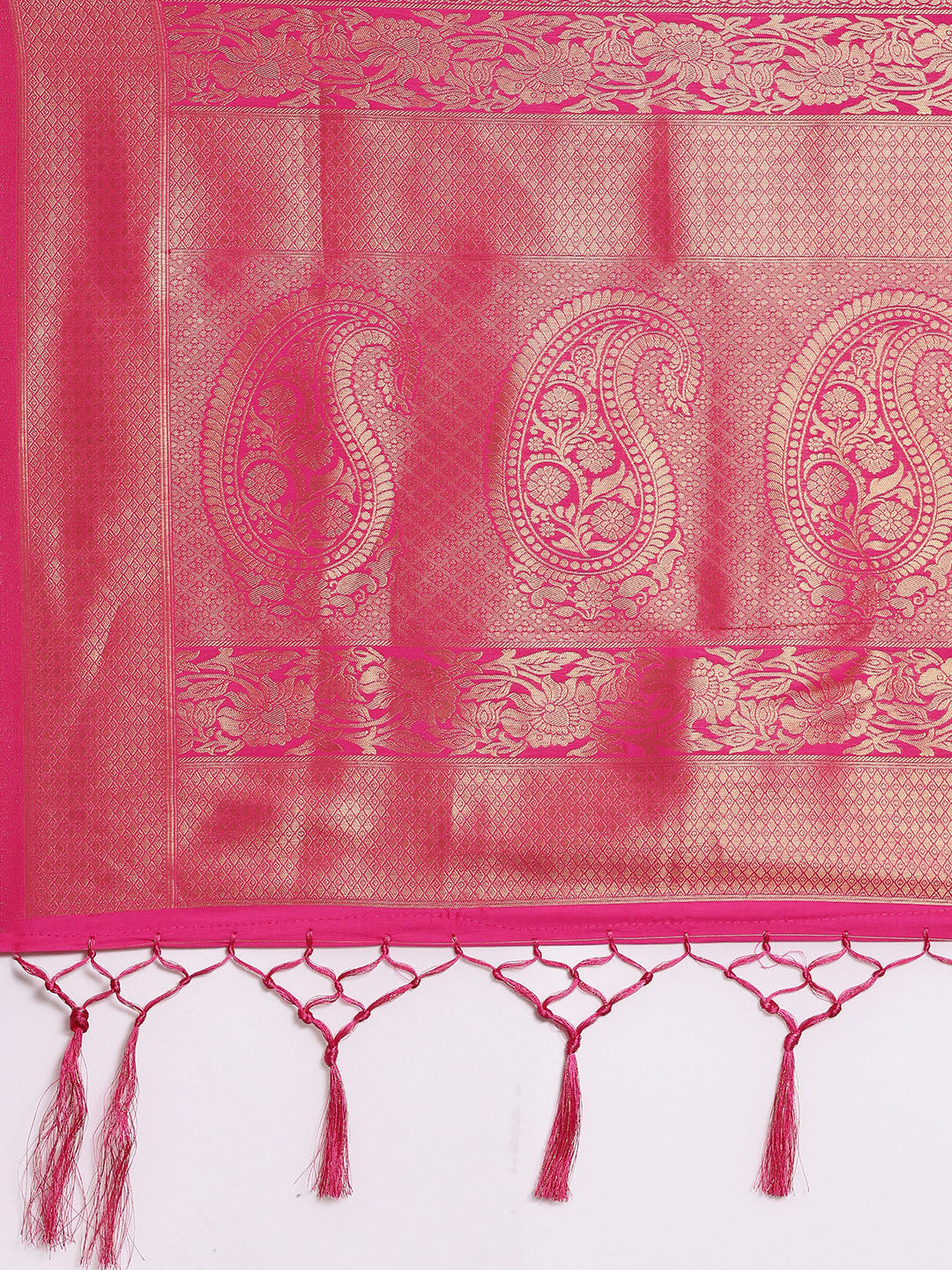 Saree Mall Pink Ethnic Motifs Zari Silk Blend Banarasi Saree For Women | Grocsy