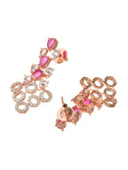 Saraf RS Jewellery Rose Gold-Polished Red AD-Studded Jewellery Set | Grocsy