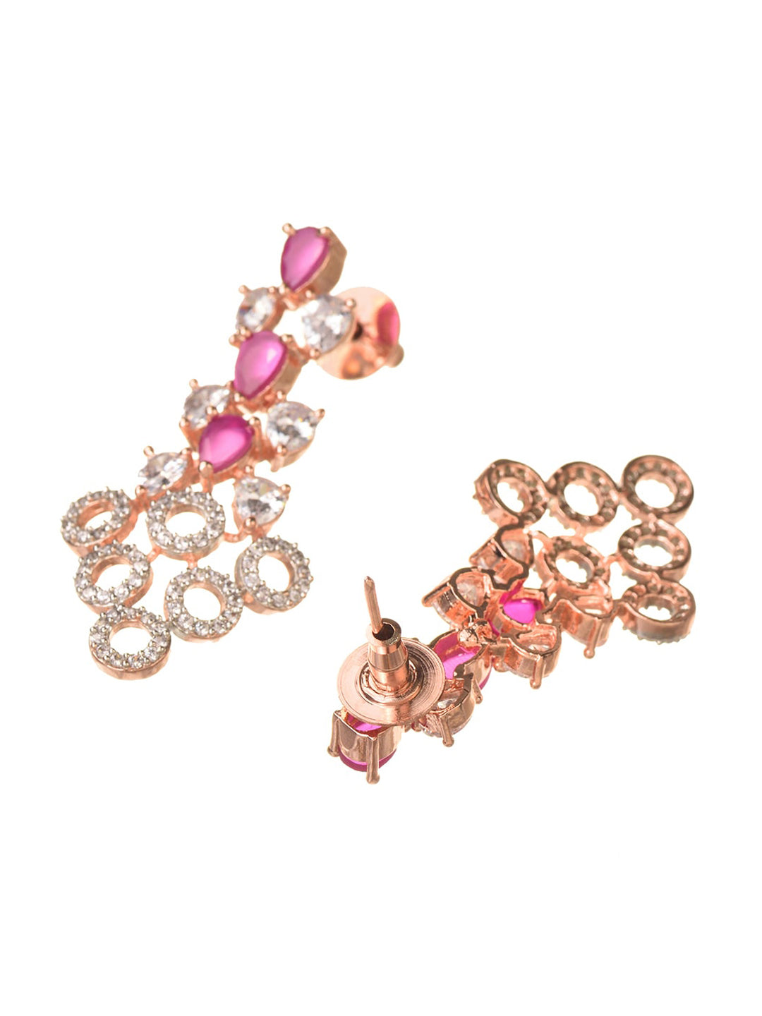 Saraf RS Jewellery Rose Gold-Polished Red AD-Studded Jewellery Set | Grocsy