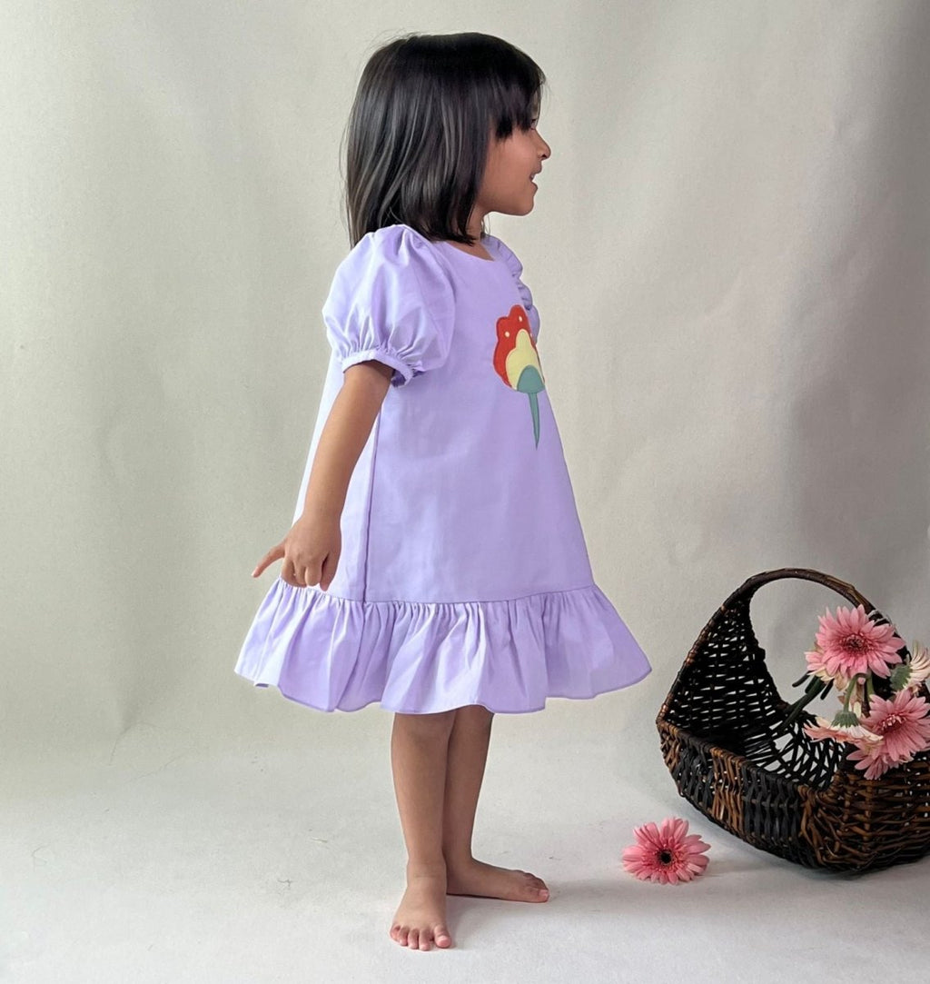 ArthLife Lavender Flower Patch Casual Dress | Grocsy