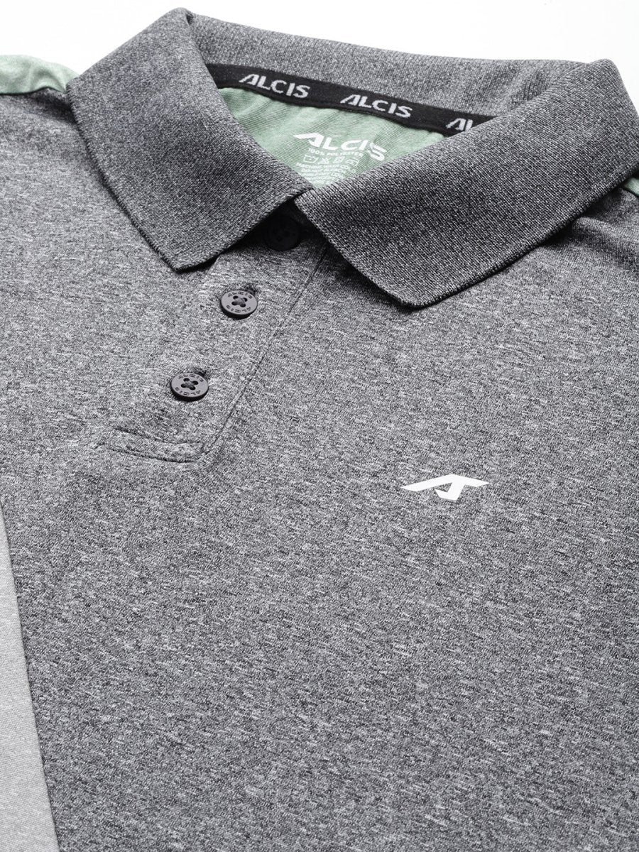 Alcis Colourblocked Polo Collar Anti Static Slim Fit T-shirt | Grocsy