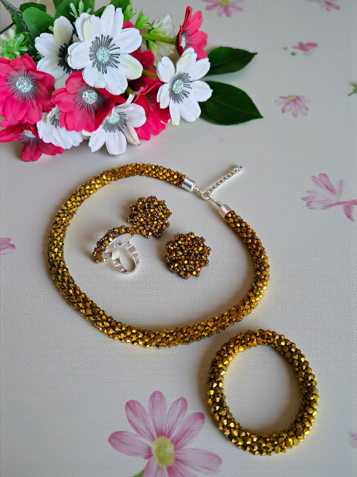 Inhanns Rangshine 4-In-1 Crystal Glam Set - Handmade - Golden | Grocsy