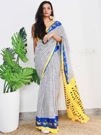 Saree Mall Checked Pure Cotton Bagh Sarees | Grocsy