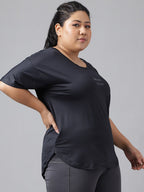 MKH Plus Size Typography Printed Dri-FIT Sports T-Shirt | Grocsy