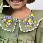 ArthLife Moss Green Embroidered Shirt Dress | Grocsy