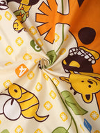 Home Sizzler Yellow & Orange Cartoon Characters 210 TC Single Bedsheet with 1 Pillow Covers | Grocsy