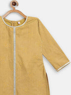Ahalyaa Mustard Crepe Straight Kids Kurta Palazzo Set For Girls | Grocsy