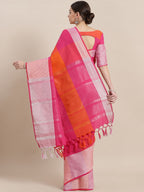 Saree Mall Pink & Orange Checked Saree | Grocsy