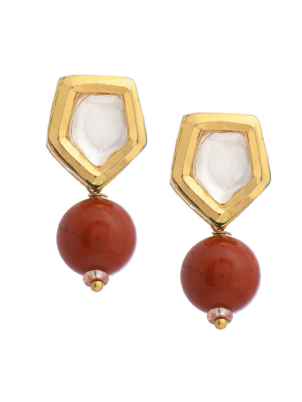 Ruby Raang Red Jasper Kundan Earrings | Grocsy
