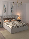 MYTRIDENT Brown White Ethnic Motifs Cotton 144 TC Queen Bedsheet With 2 Pillow Covers | Grocsy