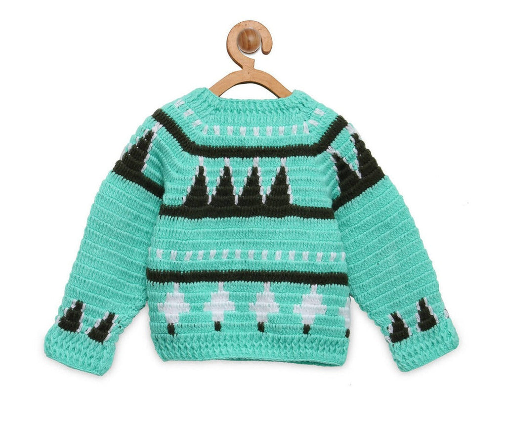 Chutput Kids Green Coloured Solid Pullover with Field Detail | Grocsy
