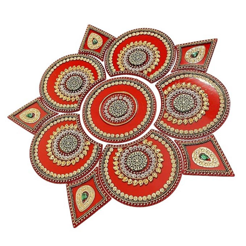 Moira Rangoli Big Acrylic Red for Festival Decorations | Grocsy