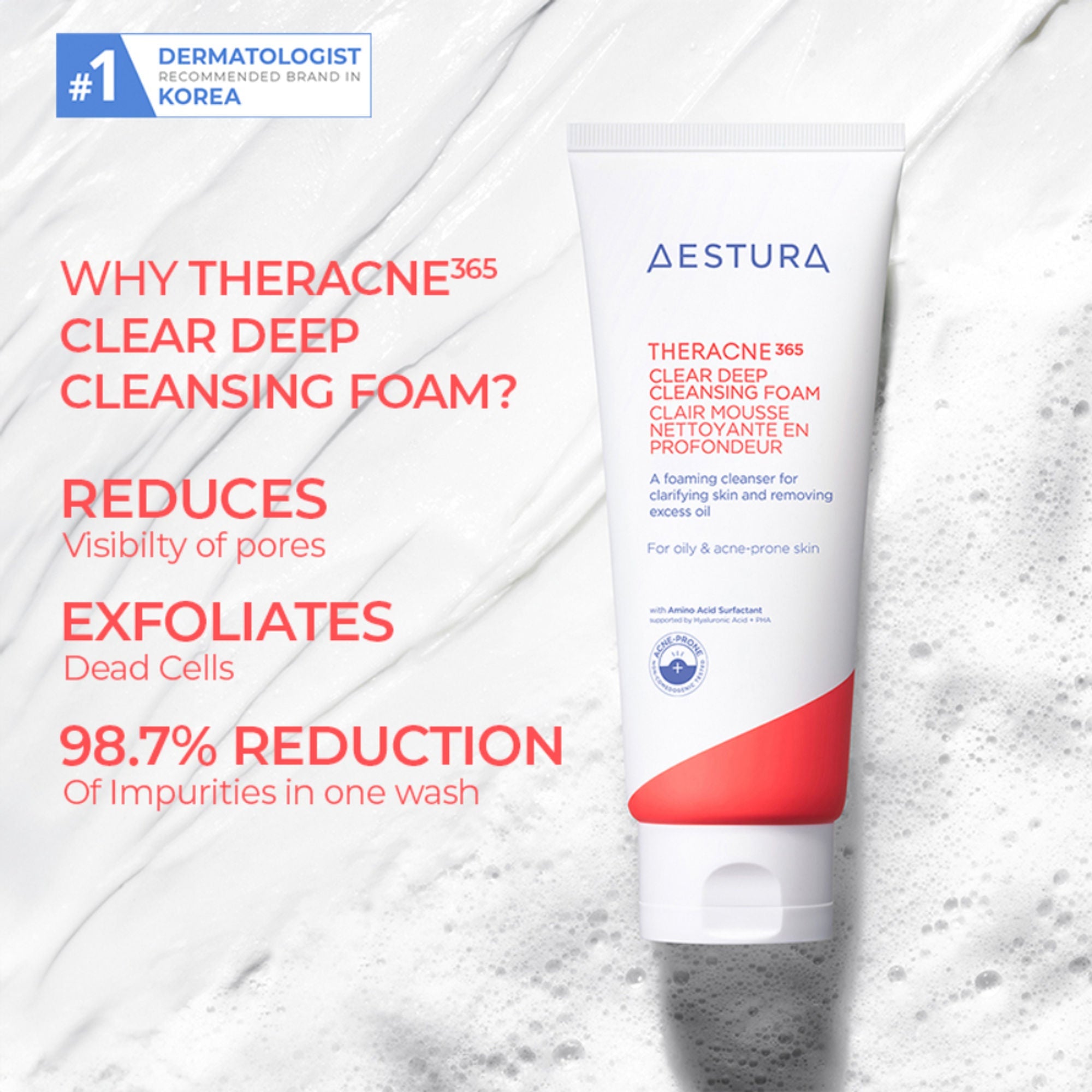 Aestura Theracne365 Clear Deep Cleansing Foam | Grocsy