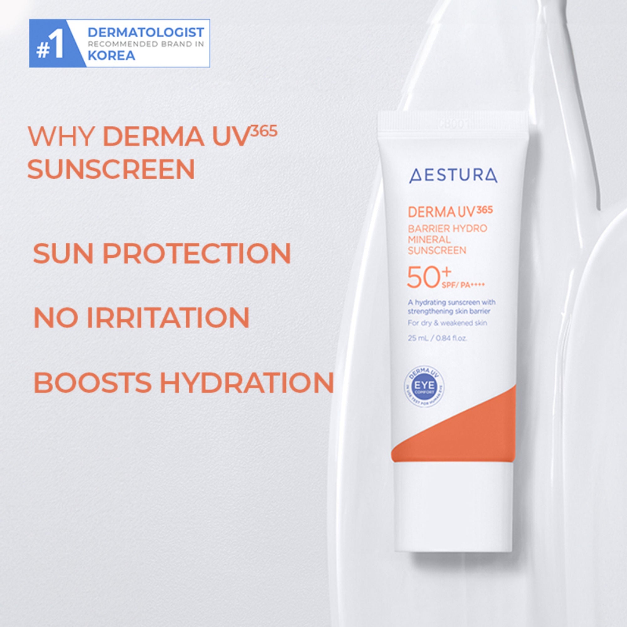 Aestura Derma UV365 Barrier Hydro Mineral Sunscreen 50+ SPF/PA++++ | Grocsy