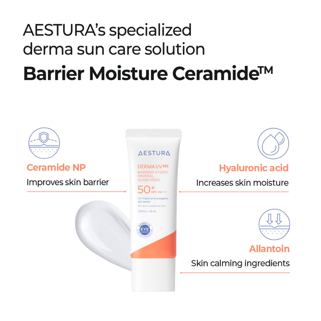 Aestura Derma UV365 Barrier Hydro Mineral Sunscreen 50+ SPF/PA++++ | Grocsy