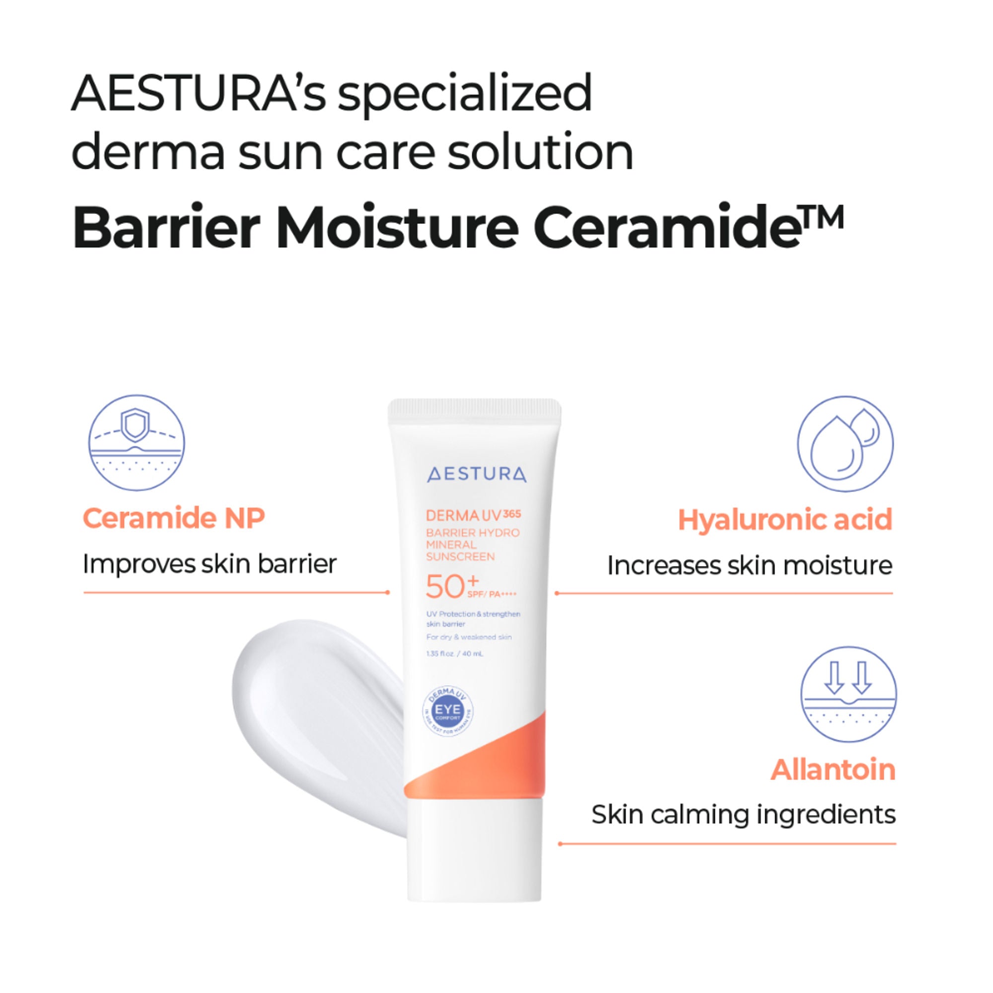 Aestura Derma UV365 Barrier Hydro Mineral Sunscreen 50+ SPF/PA++++ | Grocsy