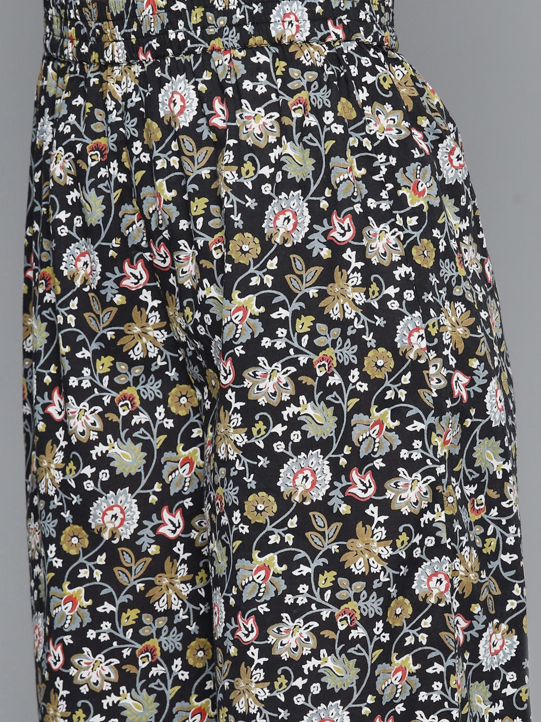 HERE&NOW Women Floral Printed Regular Pure Cotton Kurta with Palazzos & Dupatta | Grocsy