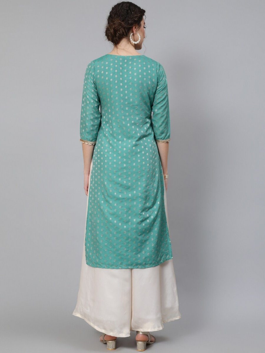 Aks Ethnic Motifs Woven Design Zari Chanderi Silk Kurta | Grocsy