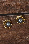 Joban Fashion Women Brass Golden White Ad Earrings | Grocsy