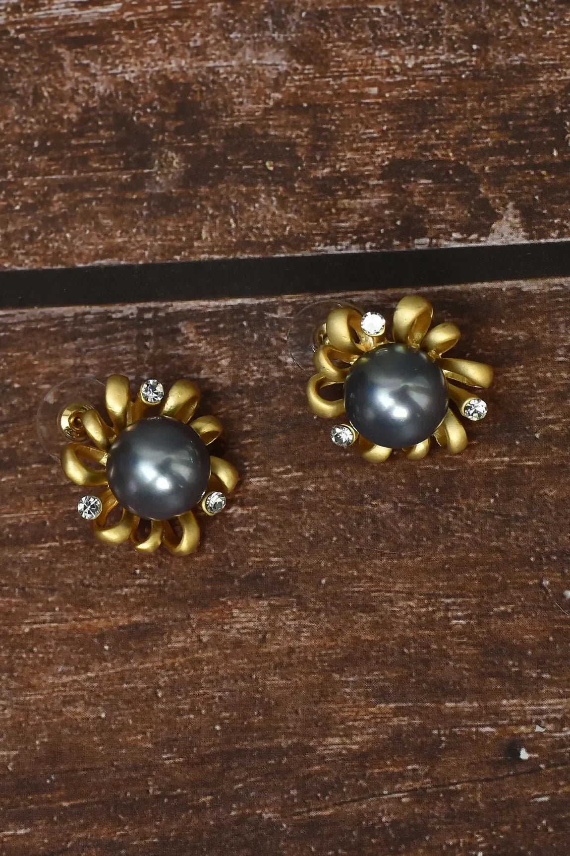 Joban Fashion Women Brass Golden White Ad Earrings | Grocsy