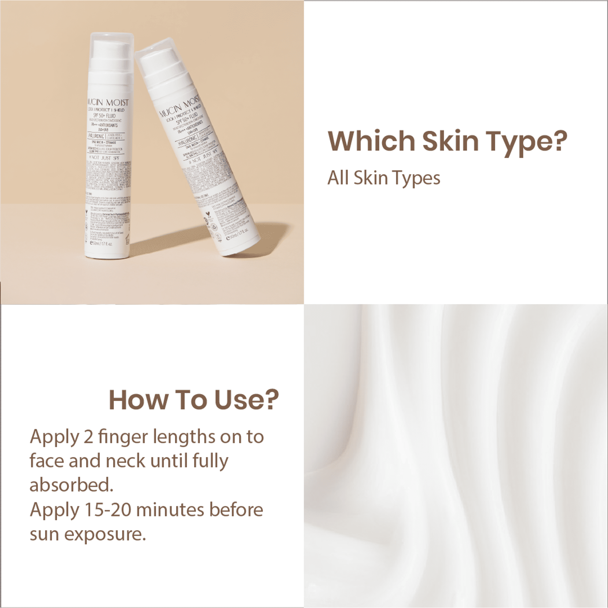 Personal Touch Skincare Mucin Moist Fluid Sunscreen SPF 50+ PA+++ UVA/UVB To Minimizes Pores | Grocsy
