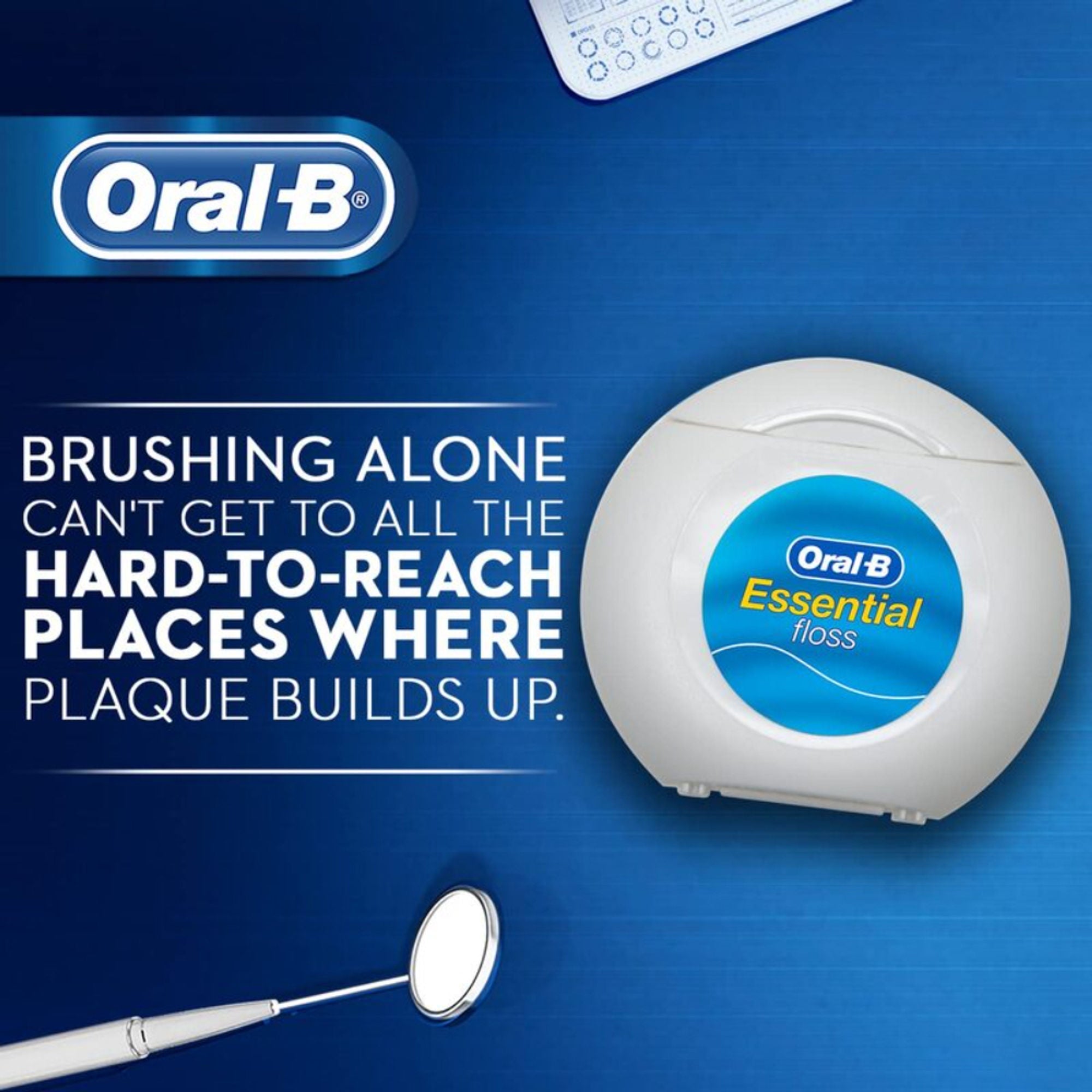 Oral-B Essential Floss Waxed Dental Floss Mint | Grocsy
