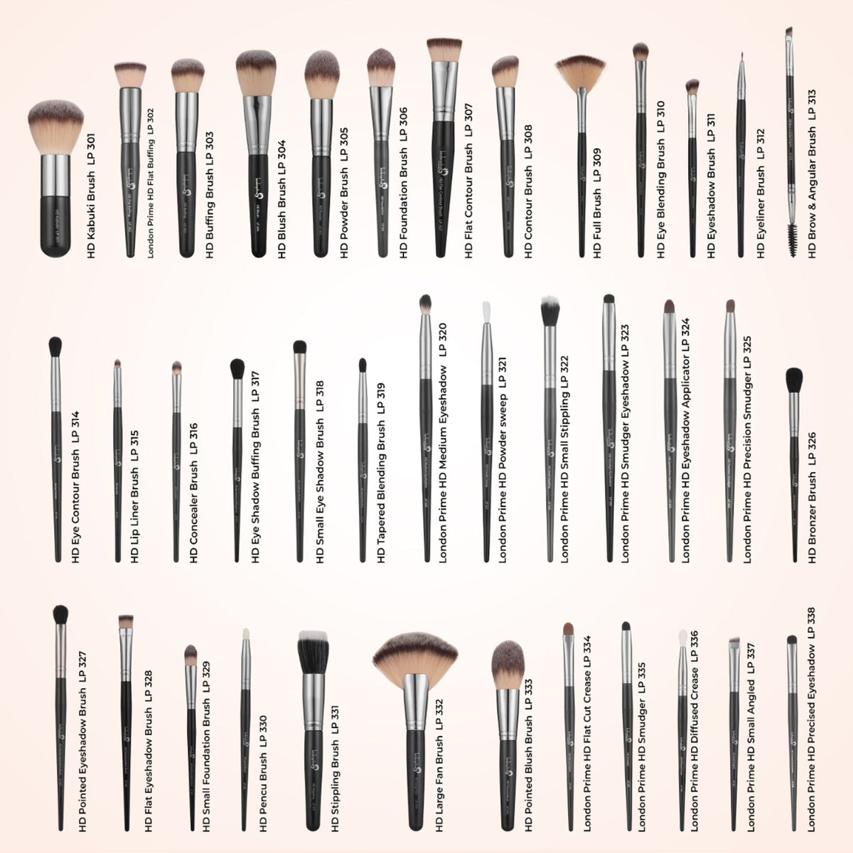 London Prime HD Signature Brush Set - 38 Pcs, Peach | Grocsy