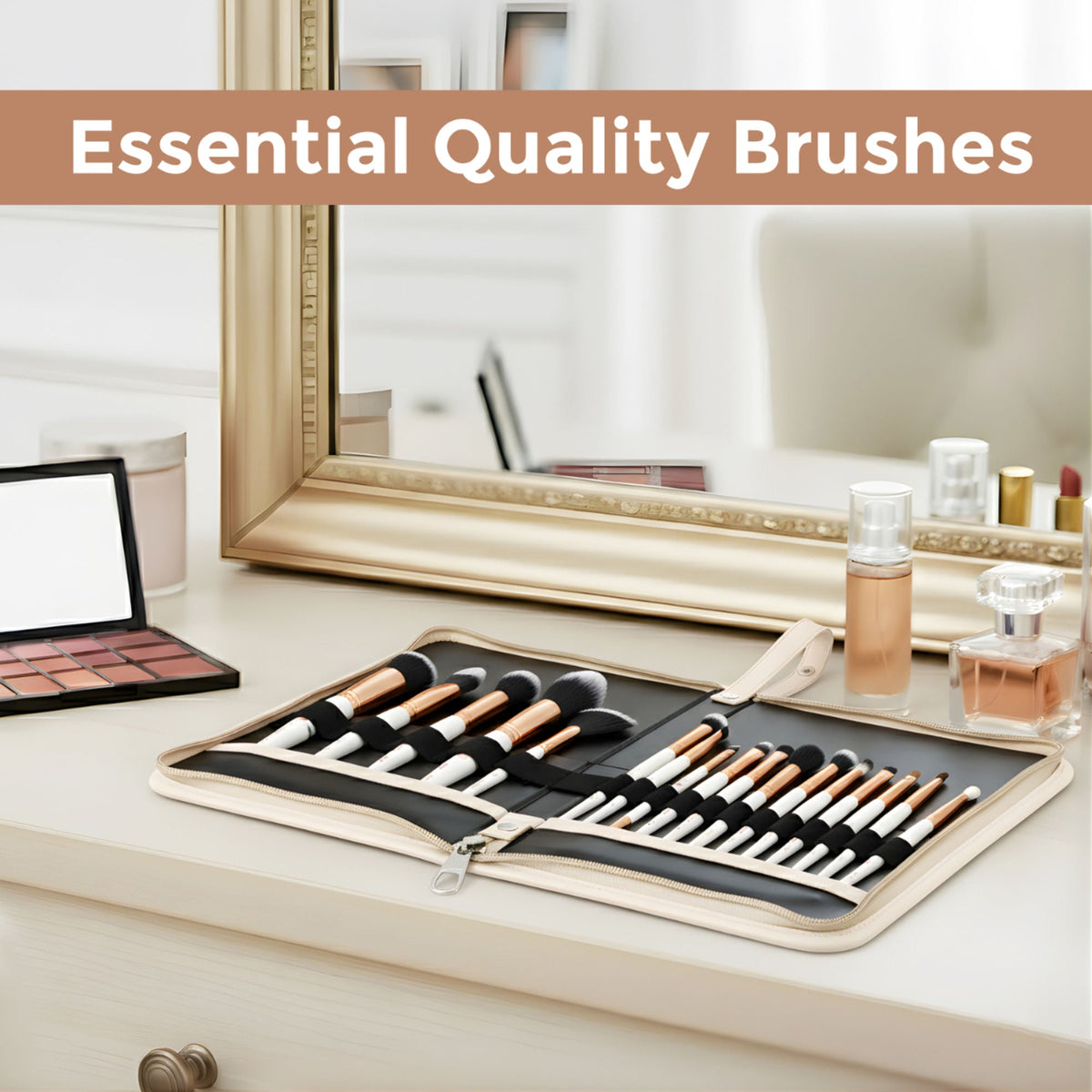 London Prime Glamstrokes Brush Set - 17 Pcs, Rose Gold | Grocsy