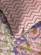 MYTRIDENT Moments Pink Blue Floral Pure Cotton 120 TC Queen Bedsheet With 2 Pillow Covers | Grocsy