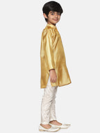 Sethukrishna Boys Gold-Toned & Off-White Kurta With Pyjamas | Grocsy