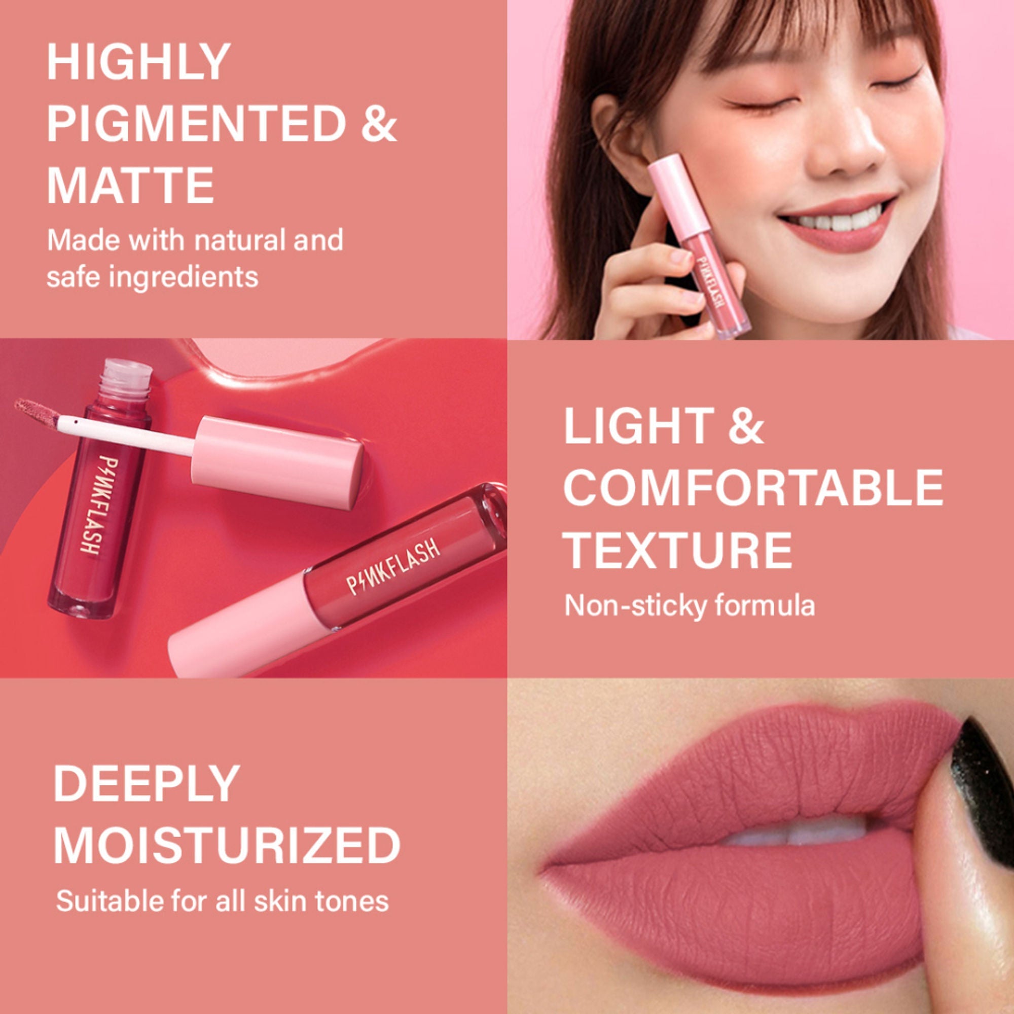 PINKFLASH Melting Matte Lip Cream - N04 Flamingos | Grocsy