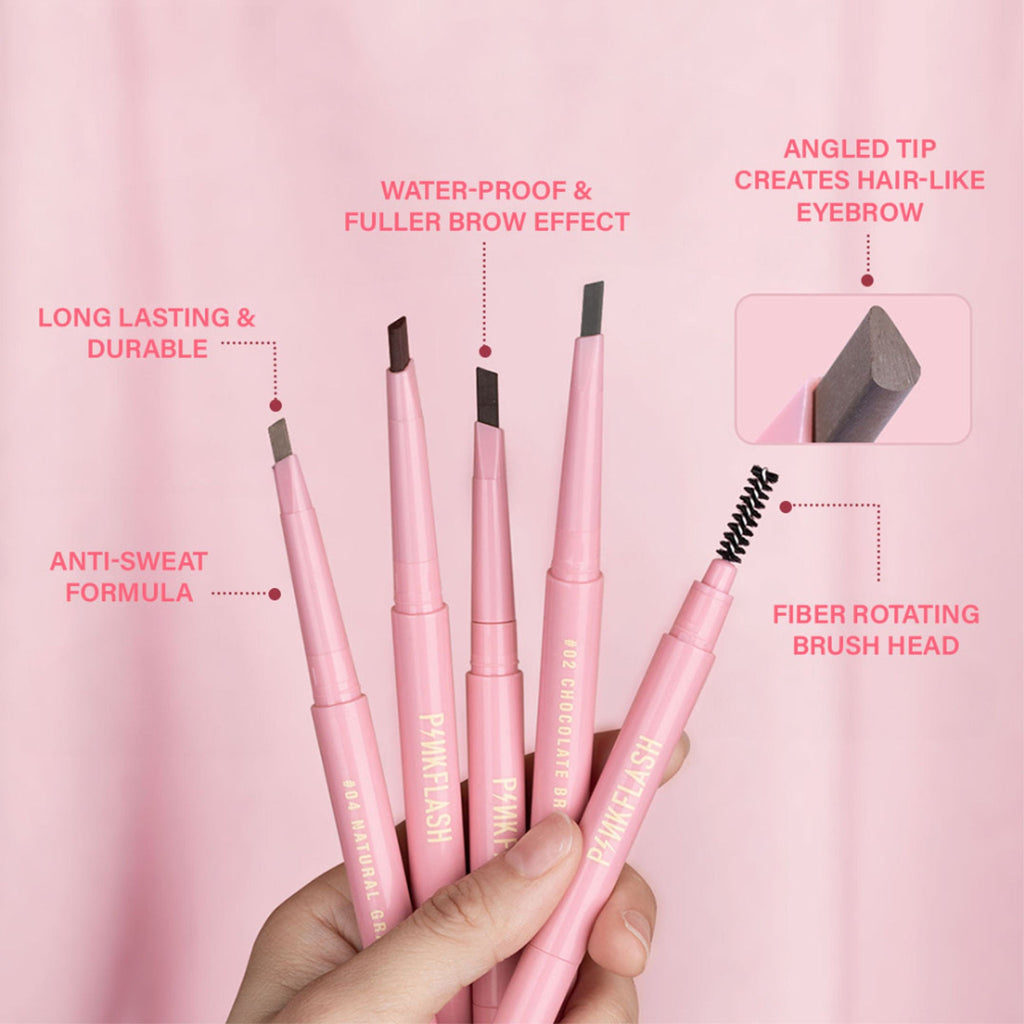 PINKFLASH Waterproof Auto Eyebrow Pencil - 03 Gray Brown | Grocsy