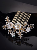 Panash Women Gold-Toned & White Embellished Comb Pin | Grocsy