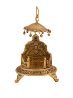 CraftVatika Gold-Polished Ladoo Gopal Singhasan/Pooja Chowki Showpiece | Grocsy