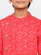 Manet Ethnic Full Sleeves Printed Shirt - Red | Grocsy