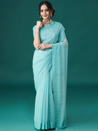 kasee Ethnic Motifs Embroidered Embellished Saree | Grocsy